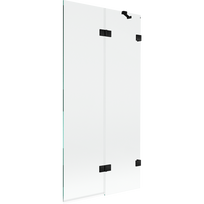 Mexen Lunar vonios pertvara 2 dalių dešinė 90 x 150 cm, permatoma, juoda - 897-090-100-70-00-P