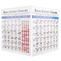 4 stygų elektrinės bosinės gitaros akordų lentelė, referencinis popierius, pratimų įrankis pradedantiesiems