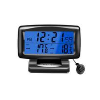 Automobilio laikrodis Termometras 2 viename Skaitmeninis laikrodis ir temperatūros matuoklis su apšviečiamu LCD ekranu 12H 24H perjungimas juoda