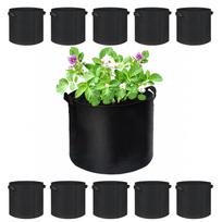 10 vnt. augalų auginimo maišelių, 5 galonų, neaustinio audinio, pralaidūs orui, sodo, bulvių, grybų auginimo maišeliai, sulankstomi audinio vazonai 10 pcs juoda