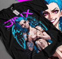 Jinx Arcane T-Shirt Japanese Anime Cartoon Jinx Arcane Graphic Shirt Waifu 102 2XL