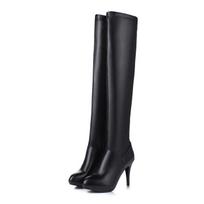 FOREADA High Heel Over the Knee Boots Thigh High Boots Women Winter Boots Round Toe Long Shoes Zip Sexy Female Shoes White 33 juoda