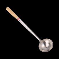 Didelė nerūdijančio plieno mentelė valgyklai, medinė rankena, 1,5 pėdos, sustiprinta ir pailginta mentelė, šefo wok, wok, kiaurasamtis, ilga rankena 4 tablespoons