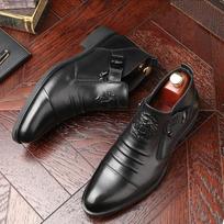 Men's Comfortable Embossed Motorcycle Boots Double Side Zipper Casual Business Style Trendy Boots Men's Ankle Cowboy Boots 39-48 39 juoda