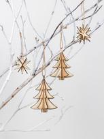 Medinių eglutės žaisliukų rinkinys “Miške” 4 vnt
