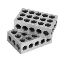 2 vnt. 25x50x75 mm blokeliai, 23 skylės, frezavimo lygiagretus tvirtinimo blokelis, frezavimo staklių priedai balta