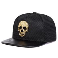 Unisex Metalo Kaukolės Dekoracija Reguliuojama Plokščia Viršūne Beisbolo Kepuraitė Tinklelio Snapback Kepurės Pavasario Vasaros Lauko Laisvalaikio Kepurės Kelioniniai Aksesuarai Moterims Vyrams juoda