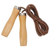 Jump Rope Cowhide Wooden Handle Portable Highly Effective Skipping Rope for Fitness Exercise