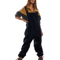 Womens Fleece Overalls One-piece Jumpsuits Adjustable Suspender Straps Warm Winter Fuzzy Ski Pants L tamsiai mėlyna