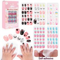 120 vnt. rinkinys Mielų dirbtinių nagų pilno padengimo nagų galiukai Vaikams Pasidaryk pats nagų dizainas Vaikų dovana pink