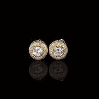 2 pieces/set of luxurious round CZ earrings, hip-hop earrings, men's and women's wedding anniversary gifts, jewelry