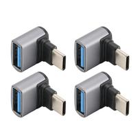 4pcs Right Angle USB C to USB Adapter 10Gbps High Speed 90 Degree Usb Female to Type C Male Adapter for Phone Laptop
