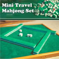 Mini Mahjong Set with Folding Mahjong Table Portable Mah Jong Game Set For Travel Family Leisure Time Indoor žalia