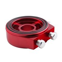Universal Car Oil Filter Cooler Sandwich Plate Adapter for Oil Temperature & Oil Pressure raudona