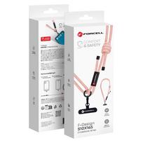 FORCELL F-DESIGN S10X165 krūtinės telefono pakabukas su reguliuojamu ilgiu (maks. 82,5 cm kilpoje) rožinė balta
