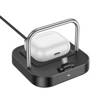 Stalinis įkroviklis Hoco 2in1 USB C PD QC 3A 30W + belaidis įkrovimas 5W CQ16B juodas