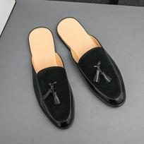 Juodi vyriški pusbačiai klumpės šlepetės odiniai batai laisvalaikio batai vyriška mada sapato social masculino mocassin homme chaussure 38