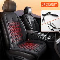 2 vnt. 12V-24V šildomos automobilio priekinės sėdynės pagalvėlės žiemai, šildymo padėklas, nugaros šildytuvas, juoda