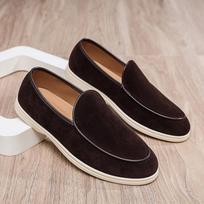 Vyriški platūs zomšiniai loaferiai, slip-on mokasinai, minkštas padadas, plokšti, patogūs, kasdieniai vairavimo batai, kvėpuojantys, laisvalaikio batai, loaferiai 39 ruda