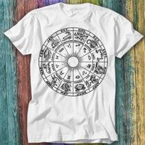 Zodiako ratas Horoskopas Astrologijos simboliai Dvyniai Avinas Jautis Marškinėliai Viršutinė dalis Tee 528 L