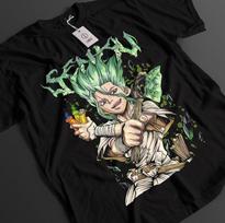 Dr Stone Shirt Senku Ishigami Tshirt Taiju T-Shirt Tsukasa Top Kohaku Anime Tee L