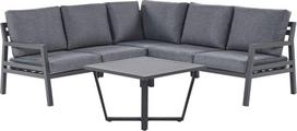 Lauko baldų komplektas Beliani Sodo kampinė sofa su staliuku 5 asmenims VIZZINI, pilka, metalinė
