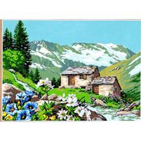 Senovinis kanvas L'alpage fleuri 45x60cm