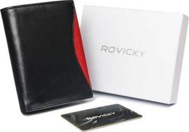 Didelė, originali vyriška piniginė iš natūralios grūdėtos odos, RFID - Rovicky