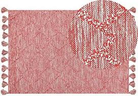 Beliani Kilimas NIGDE raudonas 160 x 230 cm medvilninis