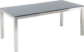 Beliani Sodo stalas GROSSETO 180 cm 90 cm Grūdintas stiklas Juodas