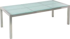 Beliani Sodo stalas GROSSETO 220 cm 100 cm grūdintas stiklas skaidrus