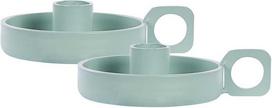 Beliani Rinkinys 2 žvakidės CHORIO Metal 4 cm Mėtų