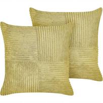Beliani Rinkinys 2 dekoratyvinės pagalvės MILLET Velvetas 43 x 43 cm alyvuogių geometrinis raštas