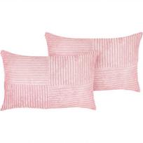 Beliani Rinkinys 2 dekoratyvinės pagalvės MILLET Velvetas 30 x 50 cm Rožinis Geometrinis raštas