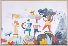 Beliani Paveikslas ant drobės BIBBIENA Vaikiškas motyvas 63 x 99 cm Spalvinga