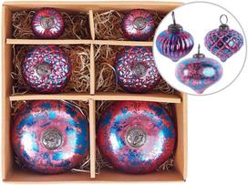 Beliani 6 kalėdinių žaisliukų rinkinys ASTRALE, stikliniai, rožiniai