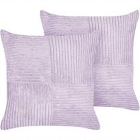 Beliani Rinkinys 2 dekoratyvinės pagalvės MILLET Velvetas 43 x 43 cm Violetinis Geometrinis raštas