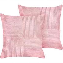 Beliani Rinkinys 2 dekoratyvinės pagalvės MILLET Velvetas 43 x 43 cm Rožinis Geometrinis raštas