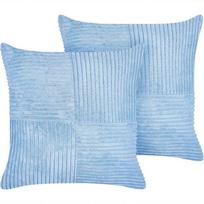 Beliani Rinkinys 2 dekoratyvinės pagalvės MILLET Velvetas 43 x 43 cm Mėlyna Geometrinis raštas