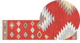 Beliani medvilninis kilim kilimas 80 x 300 cm margaspalvis LORUT