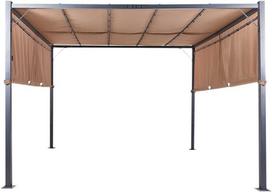 Beliani Sodo pavėsinė su LED apšvietimu PARGA metalinė 310 cm x 310 cm ruda