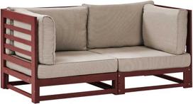 Lauko baldų komplektas Beliani 2 vietų sodo sofa TRANI Modulinė iš sertifikuotos akacijos medienos, Bordo