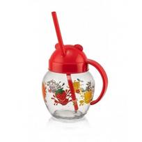 Puodelis su šiaudeliu, 370 ml.