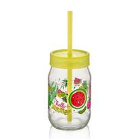 Puodelis su šiaudeliu, 370 ml.