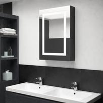 Veidrodinė vonios spintelė su LED, 50x13x70cm, juoda, Juoda