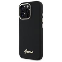 GUESS GUHCP16XSMBSLK iPhone 16 Pro Max 6.9" black hardcase Silicone Script Metal Logo  AND  Frame
