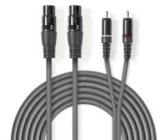 Nedis Cable: 2x XLR F - 2x RCA M 3m