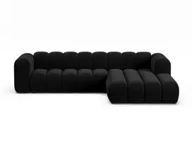 Velvet modulinė kampinė sofa - dešinė, Lupine, 4 sėdimos vietos, 290x177x70, juoda