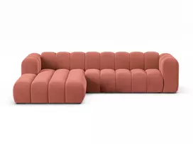 Velvet modulinė kampinė sofa - kairė, Lupine, 4 sėdimos vietos, 290x177x70, koralų spalvos