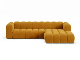 Velvet modulinė kampinė sofa - dešinė, Lupine, 4 sėdimos vietos, 290x177x70, geltona